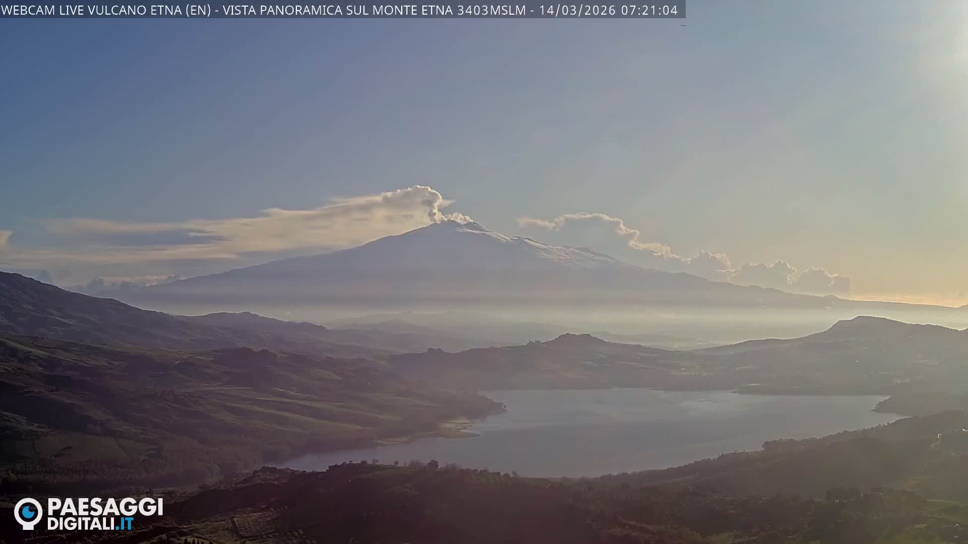 Etna Volcano , Monte Etna  & Agira City View Live Cam - Enna, Scily, Italy