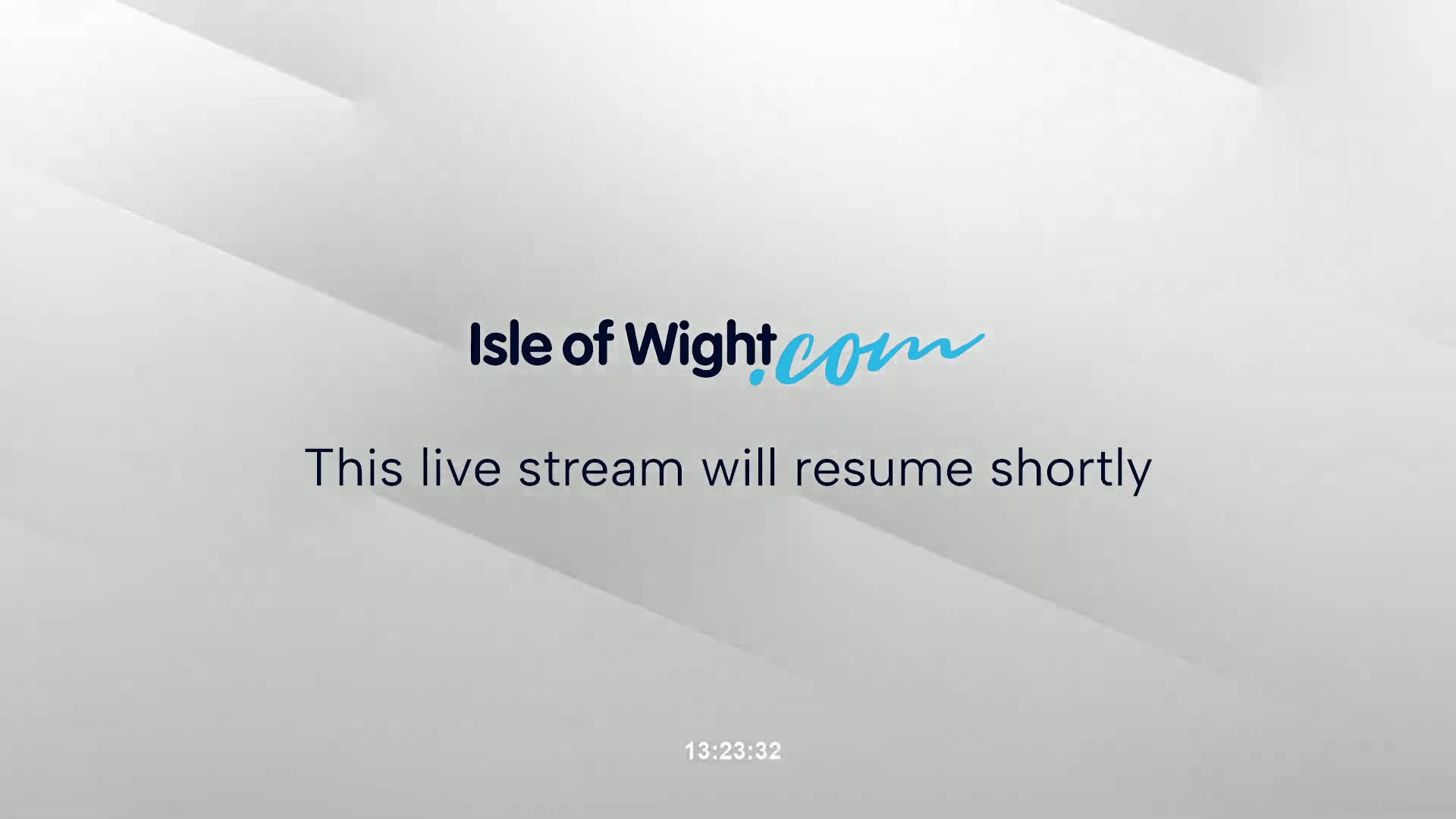 A light gray screen displays a message indicating that a live stream will resume shortly.