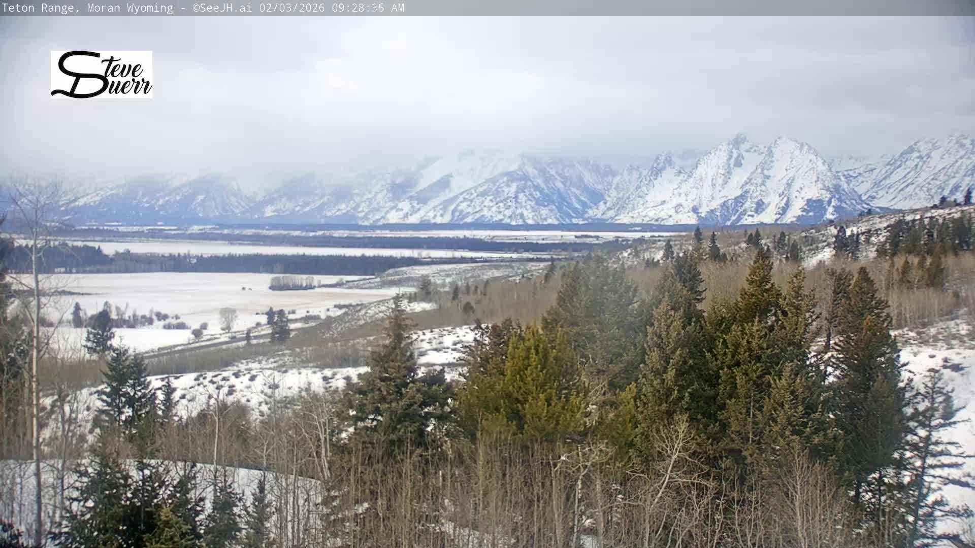 Buffalo Valley & Teton Mountain Range Live Cam - Moran, Teton County, Wyoming, USA