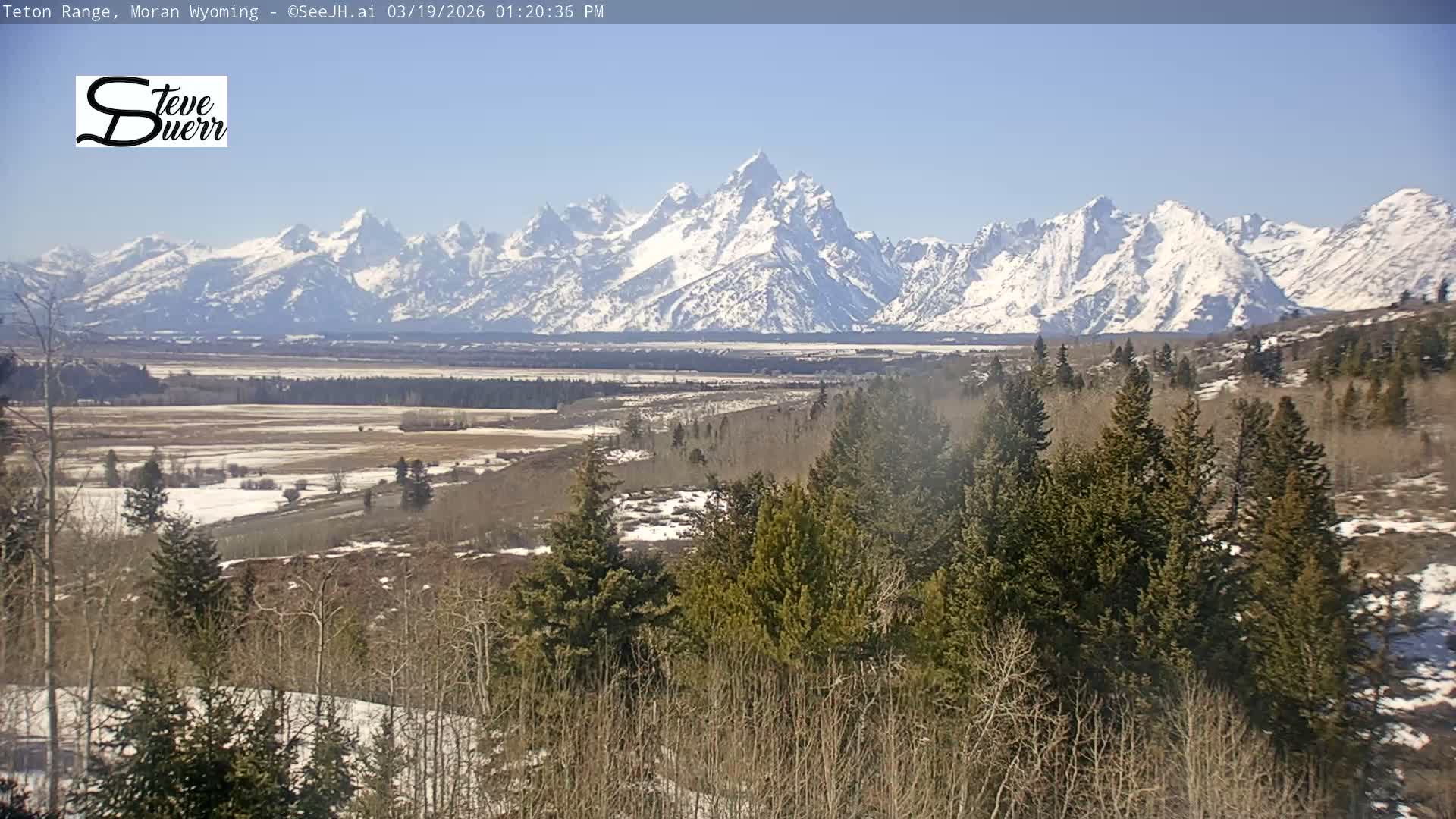 Buffalo Valley & Teton Mountain Range Live Cam - Moran, Teton County, Wyoming, USA