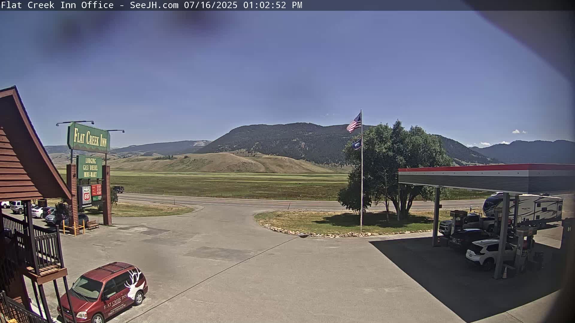 Jackson, Flat Creek Valley- Jackson Peak &  Highway 89 View Live Cam - Jackson, Teton, Wyoming, USA