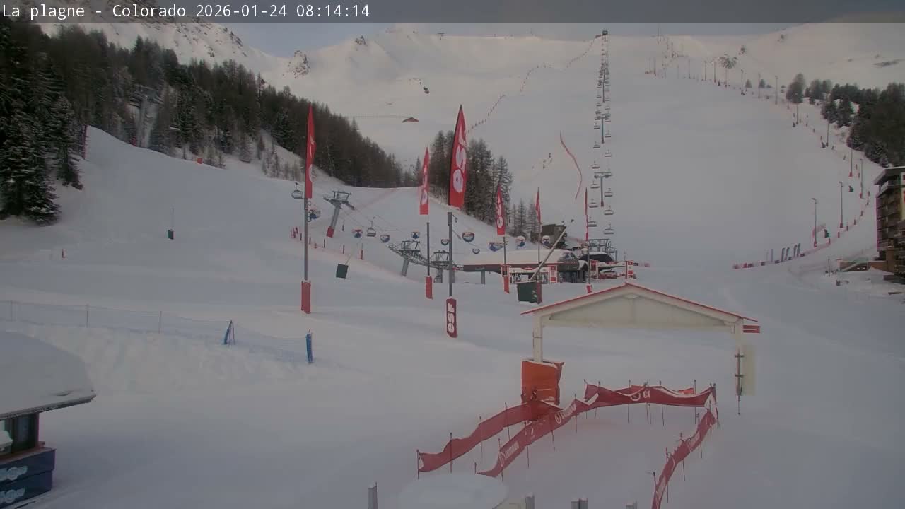 La Plagne Tarentaise, La Plagne Ski Village & Ski Slopes Live Cam - Bourg-Saint-Maurice, Savoie, 	Auvergne-Rhône-Alpes, France