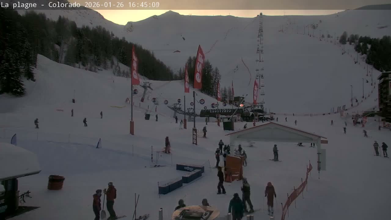 La Plagne Tarentaise, La Plagne Ski Village & Ski Slopes Live Cam - Bourg-Saint-Maurice, Savoie, 	Auvergne-Rhône-Alpes, France