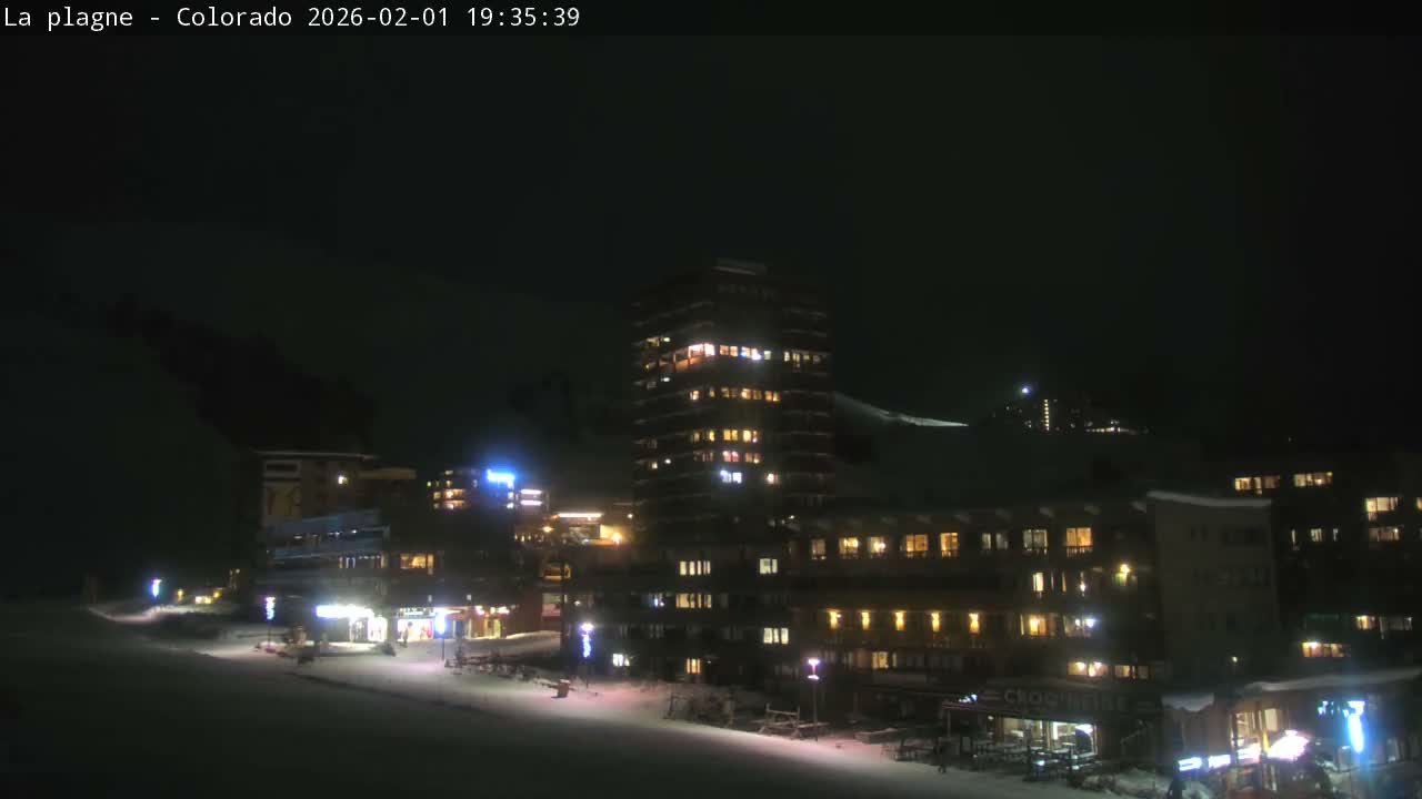 La Plagne Tarentaise, La Plagne Ski Village & Ski Slopes Live Cam - Bourg-Saint-Maurice, Savoie, 	Auvergne-Rhône-Alpes, France