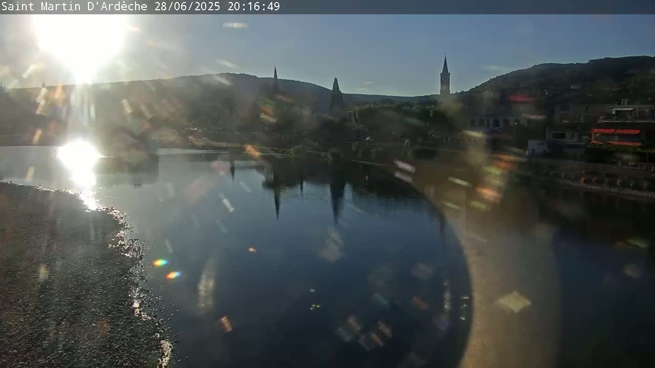 Saint Martin d'Ardèche Village & Ardeche River View Live Cam - Privas, Ardeche, Auvergne-Rhône-Alpes, France