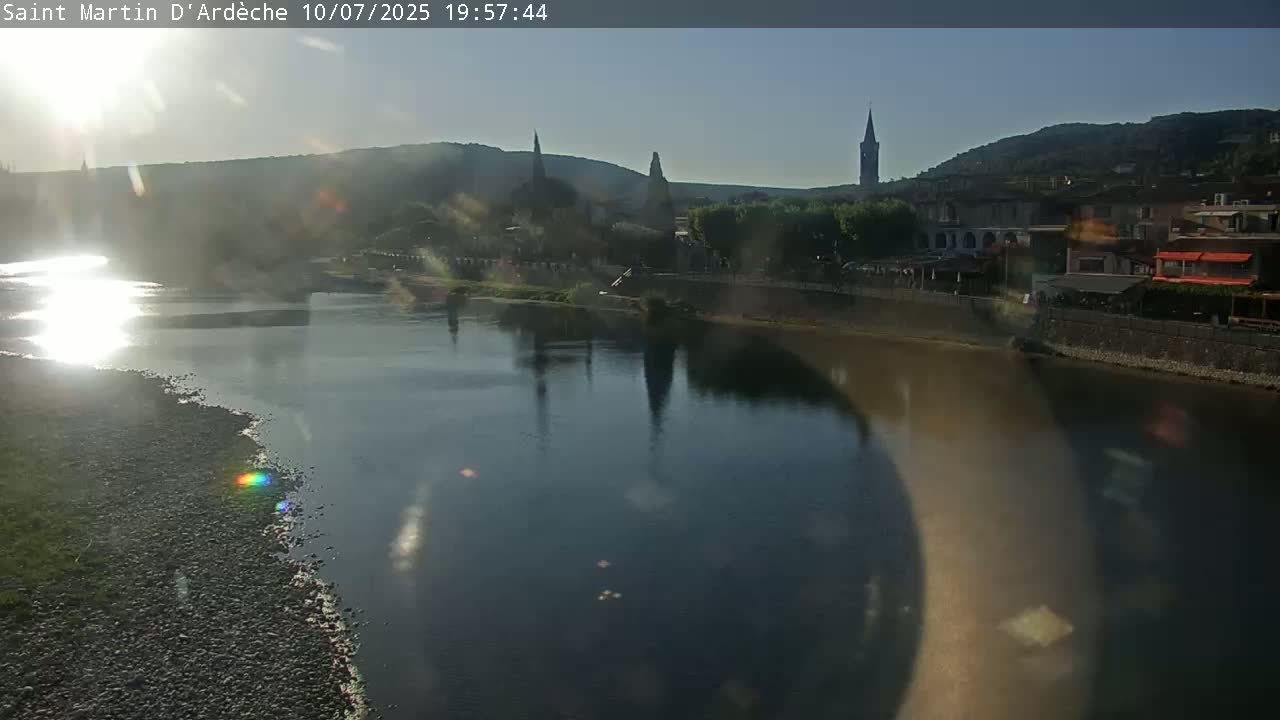 Saint Martin d'Ardèche Village & Ardeche River View Live Cam - Privas, Ardeche, Auvergne-Rhône-Alpes, France