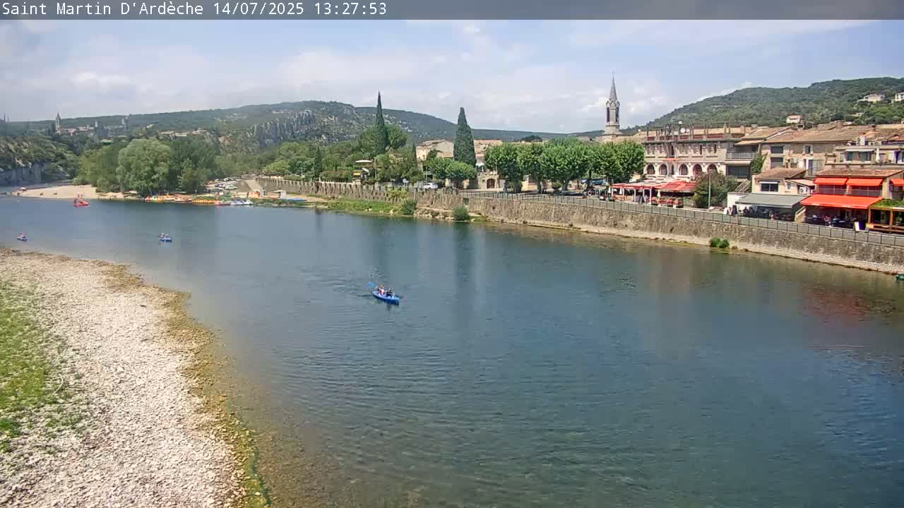 Saint Martin d'Ardèche Village & Ardeche River View Live Cam - Privas, Ardeche, Auvergne-Rhône-Alpes, France