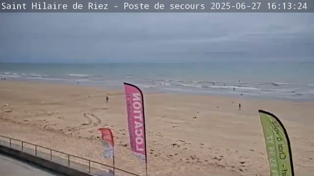 Saint-Hilaire-de-Riez,  Plage des Soxiante Bornes-Salins-Becs-Mouttes-Pege Beaches Live Cam - 	Les Sables-d'Olonne, Vendée, Pays de la Loire, France