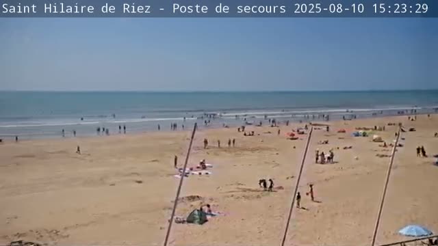 Saint-Hilaire-de-Riez,  Plage des Soxiante Bornes-Salins-Becs-Mouttes-Pege Beaches Live Cam - 	Les Sables-d'Olonne, Vendée, Pays de la Loire, France