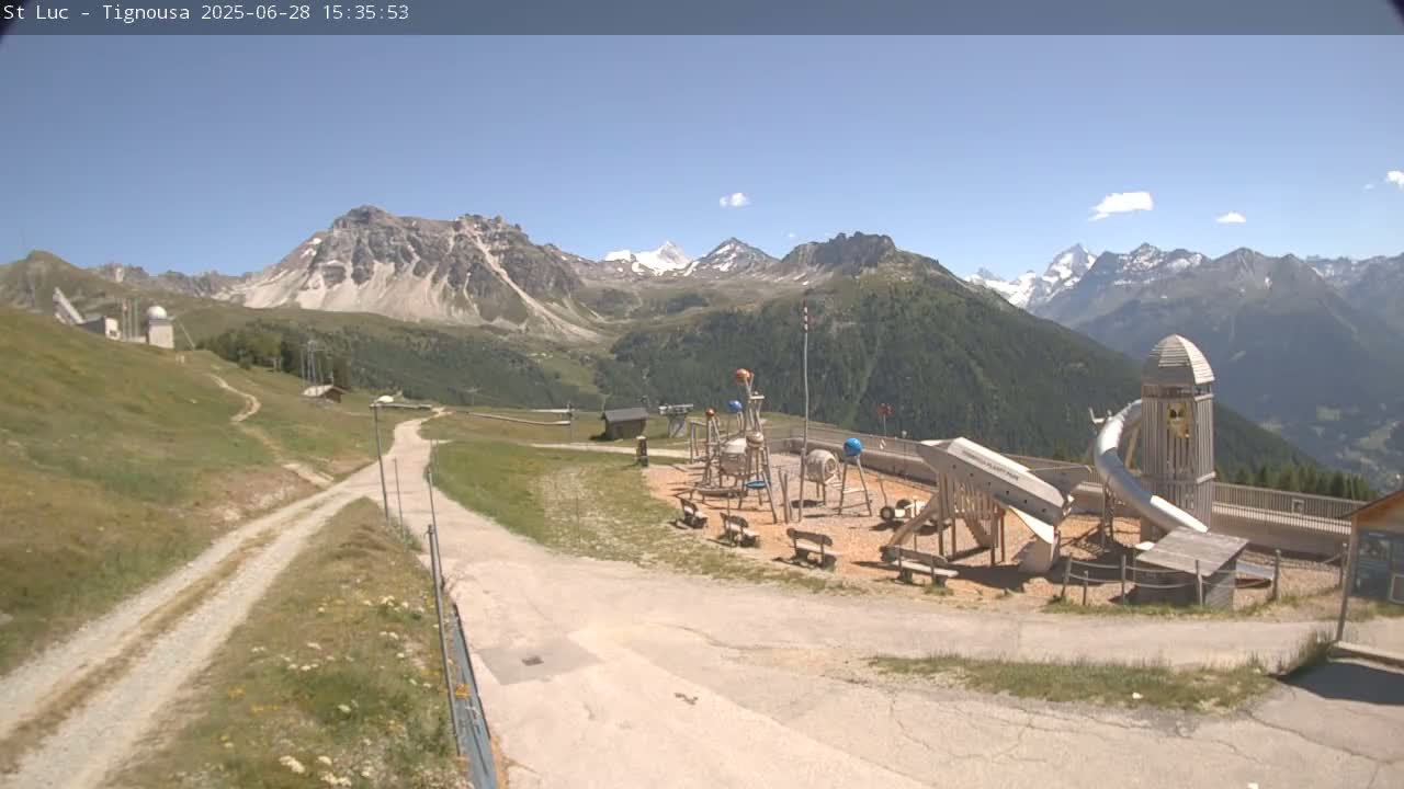 Saint Luc, Tignousa & Swiss Alps View  Live Cam - Anniviers, Sierre, Valais, Switzerland