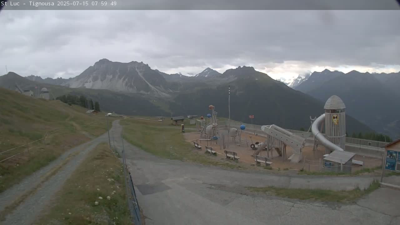 Saint Luc, Tignousa & Swiss Alps View  Live Cam - Anniviers, Sierre, Valais, Switzerland