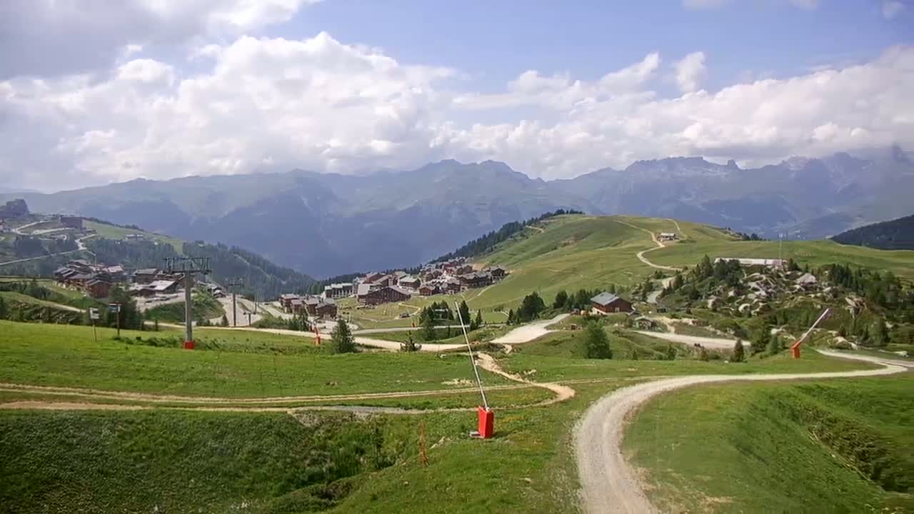 La Plagne Villages from  Bergerie 2184 m View Live Cam -  Bourg-Saint-Maurice, Savoie, Auvergne-Rhône-Alpes, France