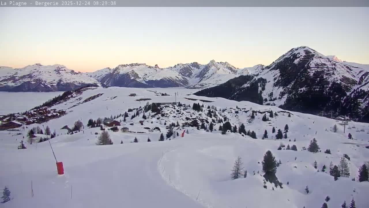 La Plagne Villages from  Bergerie 2184 m View Live Cam -  Bourg-Saint-Maurice, Savoie, Auvergne-Rhône-Alpes, France