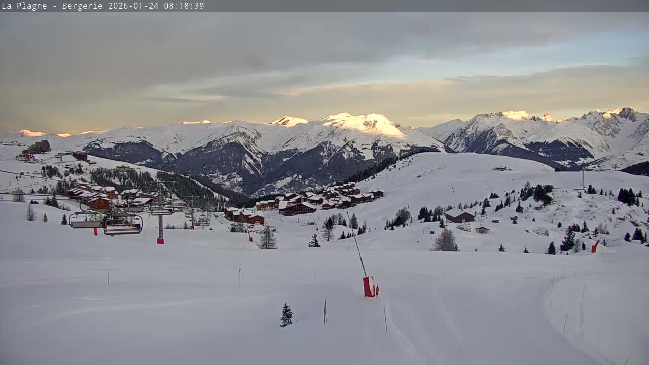 La Plagne Villages from  Bergerie 2184 m View Live Cam -  Bourg-Saint-Maurice, Savoie, Auvergne-Rhône-Alpes, France