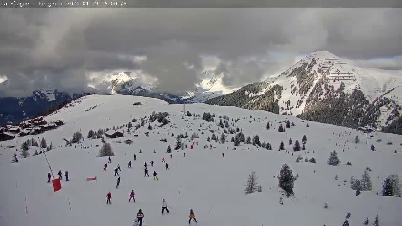 La Plagne Villages from  Bergerie 2184 m View Live Cam -  Bourg-Saint-Maurice, Savoie, Auvergne-Rhône-Alpes, France