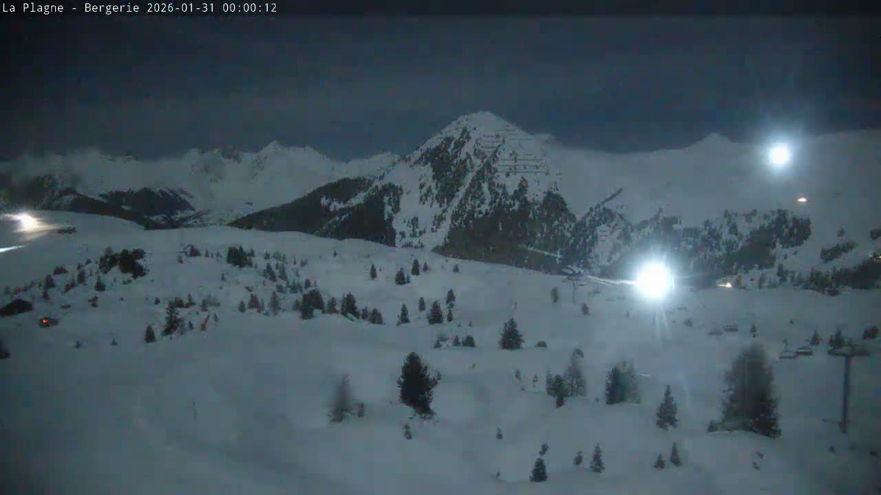 La Plagne Villages from  Bergerie 2184 m View Live Cam -  Bourg-Saint-Maurice, Savoie, Auvergne-Rhône-Alpes, France