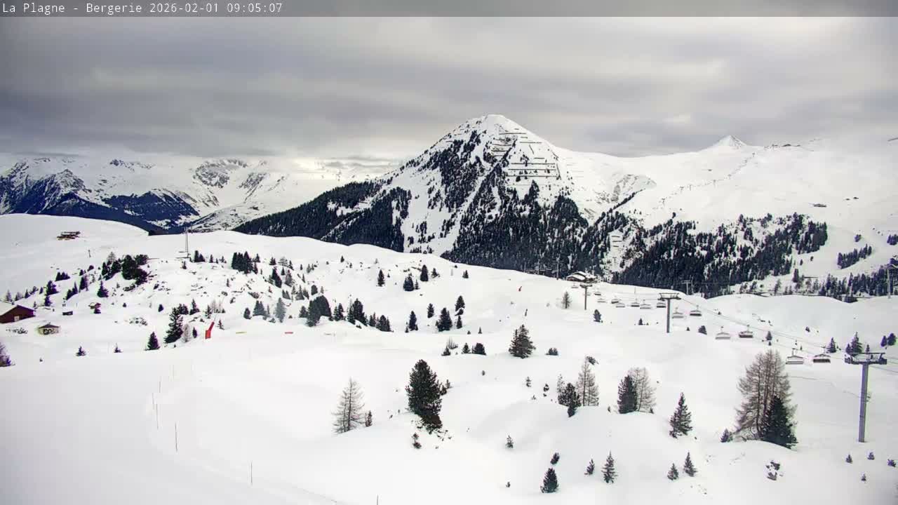 La Plagne Villages from  Bergerie 2184 m View Live Cam -  Bourg-Saint-Maurice, Savoie, Auvergne-Rhône-Alpes, France