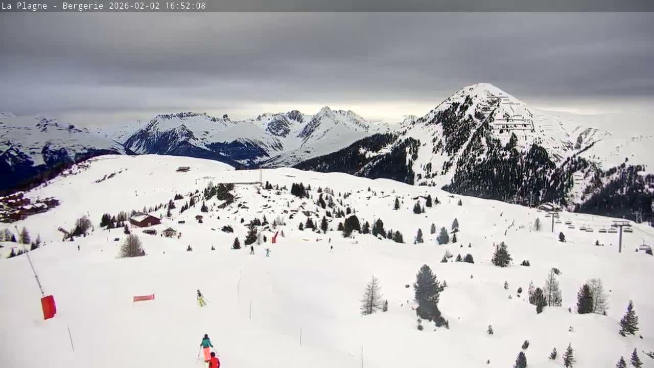 La Plagne Villages from  Bergerie 2184 m View Live Cam -  Bourg-Saint-Maurice, Savoie, Auvergne-Rhône-Alpes, France