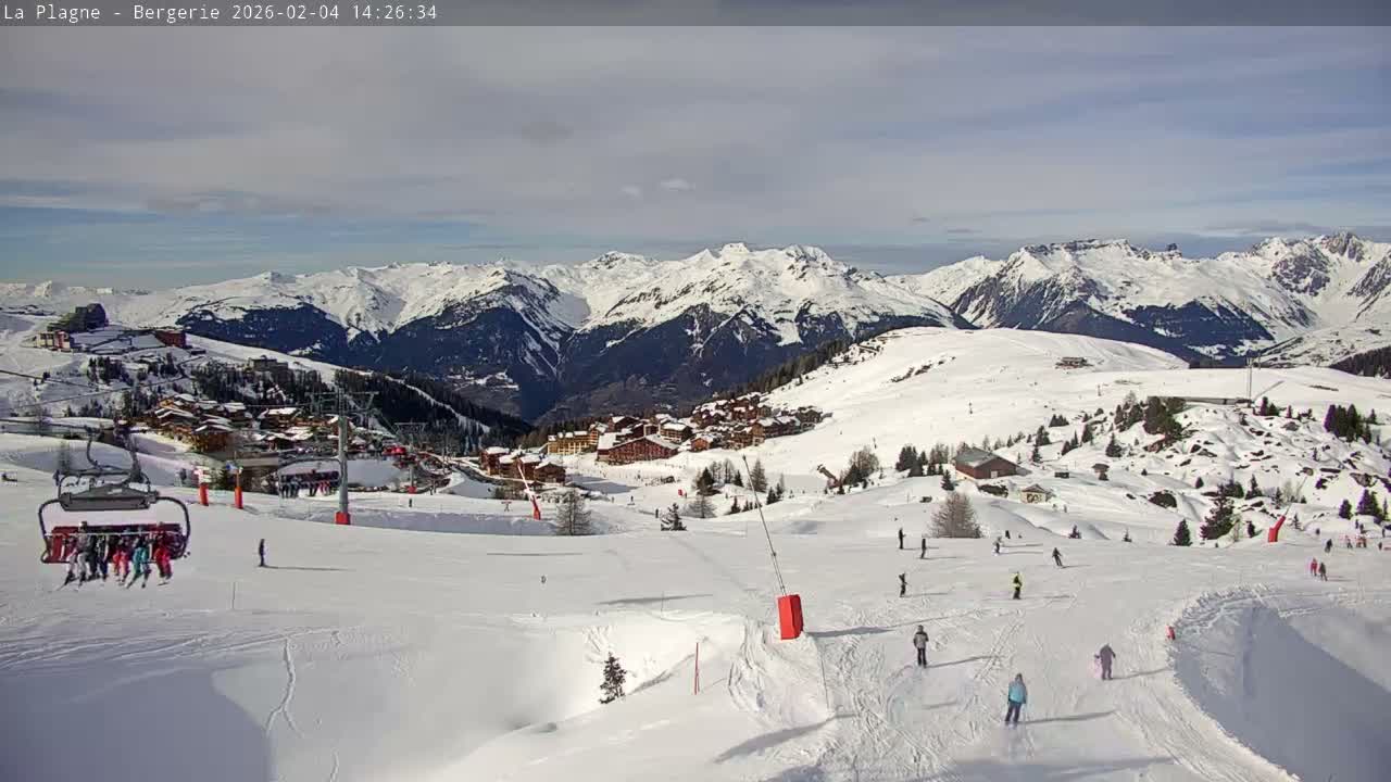 La Plagne Villages from  Bergerie 2184 m View Live Cam -  Bourg-Saint-Maurice, Savoie, Auvergne-Rhône-Alpes, France