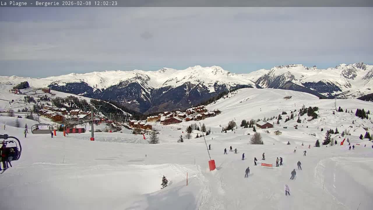 La Plagne Villages from  Bergerie 2184 m View Live Cam -  Bourg-Saint-Maurice, Savoie, Auvergne-Rhône-Alpes, France