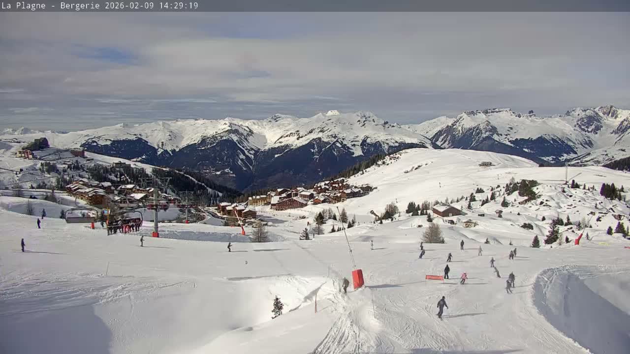 La Plagne Villages from  Bergerie 2184 m View Live Cam -  Bourg-Saint-Maurice, Savoie, Auvergne-Rhône-Alpes, France
