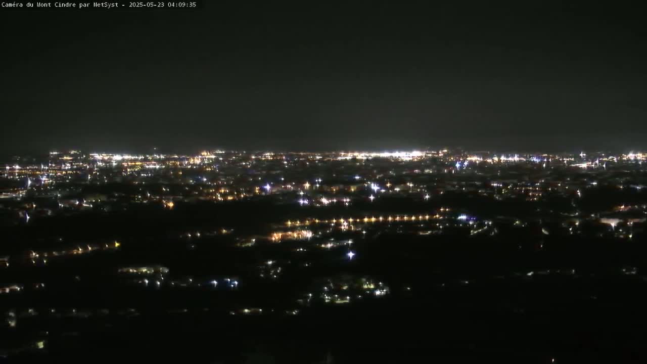 Lyon Skyline from Saint-Cyr-au-Mont-d'Or Mont Cindre Live Cam - Lyon, Métropole de Lyon, Auvergne-Rhône-Alpes, France