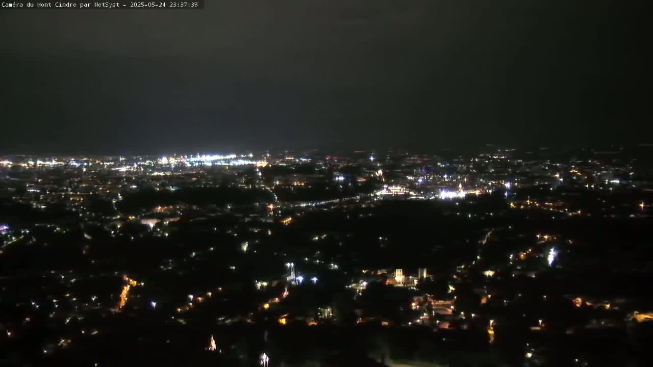Lyon Skyline from Saint-Cyr-au-Mont-d'Or Mont Cindre Live Cam - Lyon, Métropole de Lyon, Auvergne-Rhône-Alpes, France