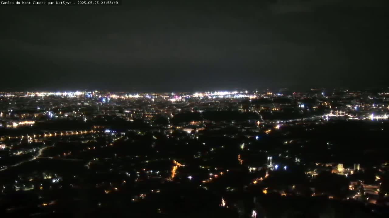 Lyon Skyline from Saint-Cyr-au-Mont-d'Or Mont Cindre Live Cam - Lyon, Métropole de Lyon, Auvergne-Rhône-Alpes, France