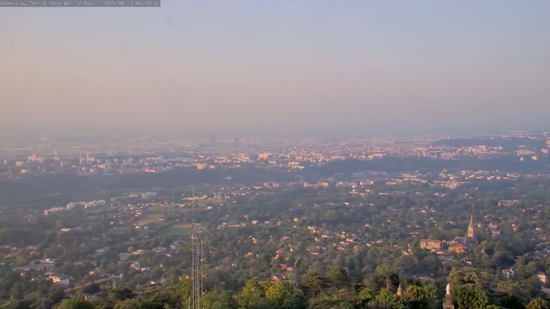 Lyon Skyline from Saint-Cyr-au-Mont-d'Or Mont Cindre Live Cam - Lyon, Métropole de Lyon, Auvergne-Rhône-Alpes, France