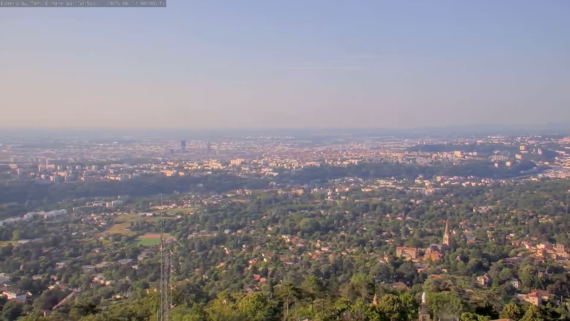 Lyon Skyline from Saint-Cyr-au-Mont-d'Or Mont Cindre Live Cam - Lyon, Métropole de Lyon, Auvergne-Rhône-Alpes, France