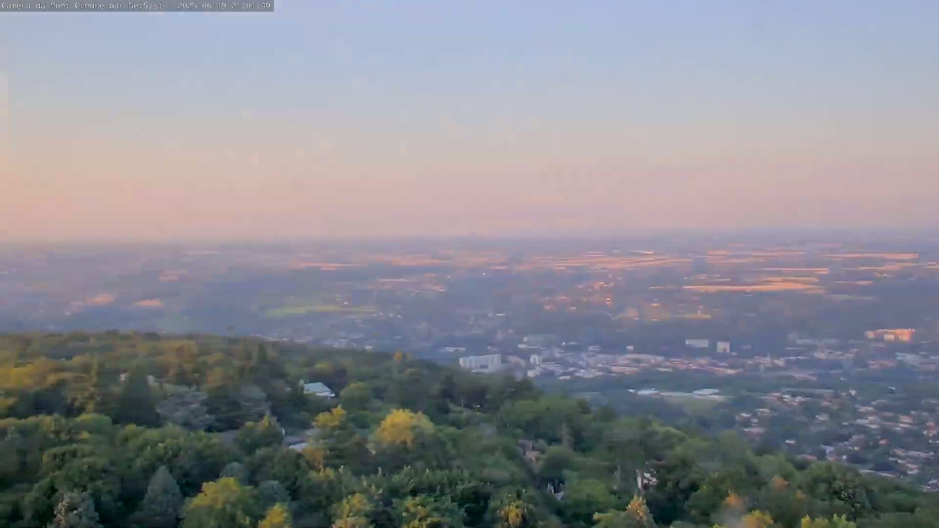 Lyon Skyline from Saint-Cyr-au-Mont-d'Or Mont Cindre Live Cam - Lyon, Métropole de Lyon, Auvergne-Rhône-Alpes, France