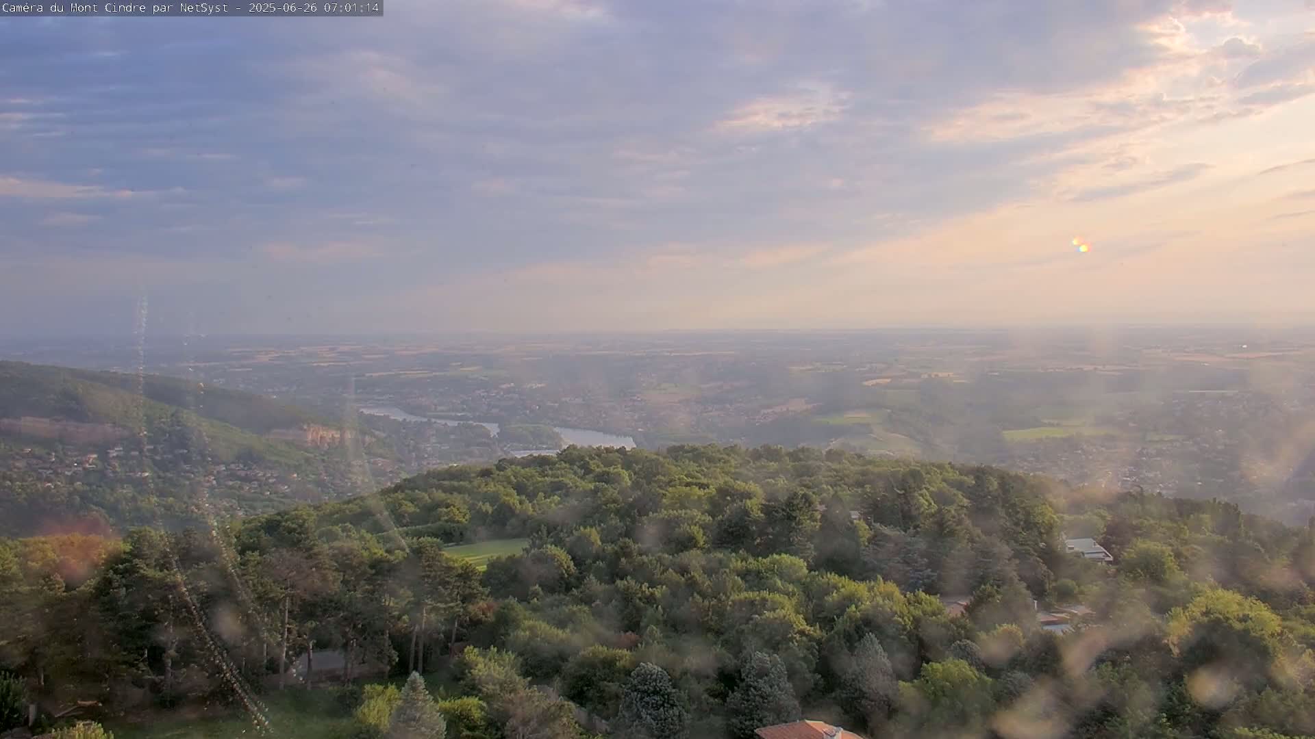 Lyon Skyline from Saint-Cyr-au-Mont-d'Or Mont Cindre Live Cam - Lyon, Métropole de Lyon, Auvergne-Rhône-Alpes, France