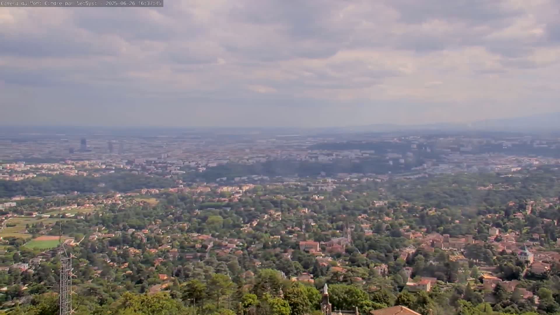 Lyon Skyline from Saint-Cyr-au-Mont-d'Or Mont Cindre Live Cam - Lyon, Métropole de Lyon, Auvergne-Rhône-Alpes, France