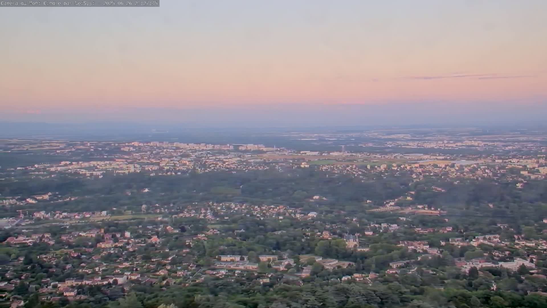 Lyon Skyline from Saint-Cyr-au-Mont-d'Or Mont Cindre Live Cam - Lyon, Métropole de Lyon, Auvergne-Rhône-Alpes, France
