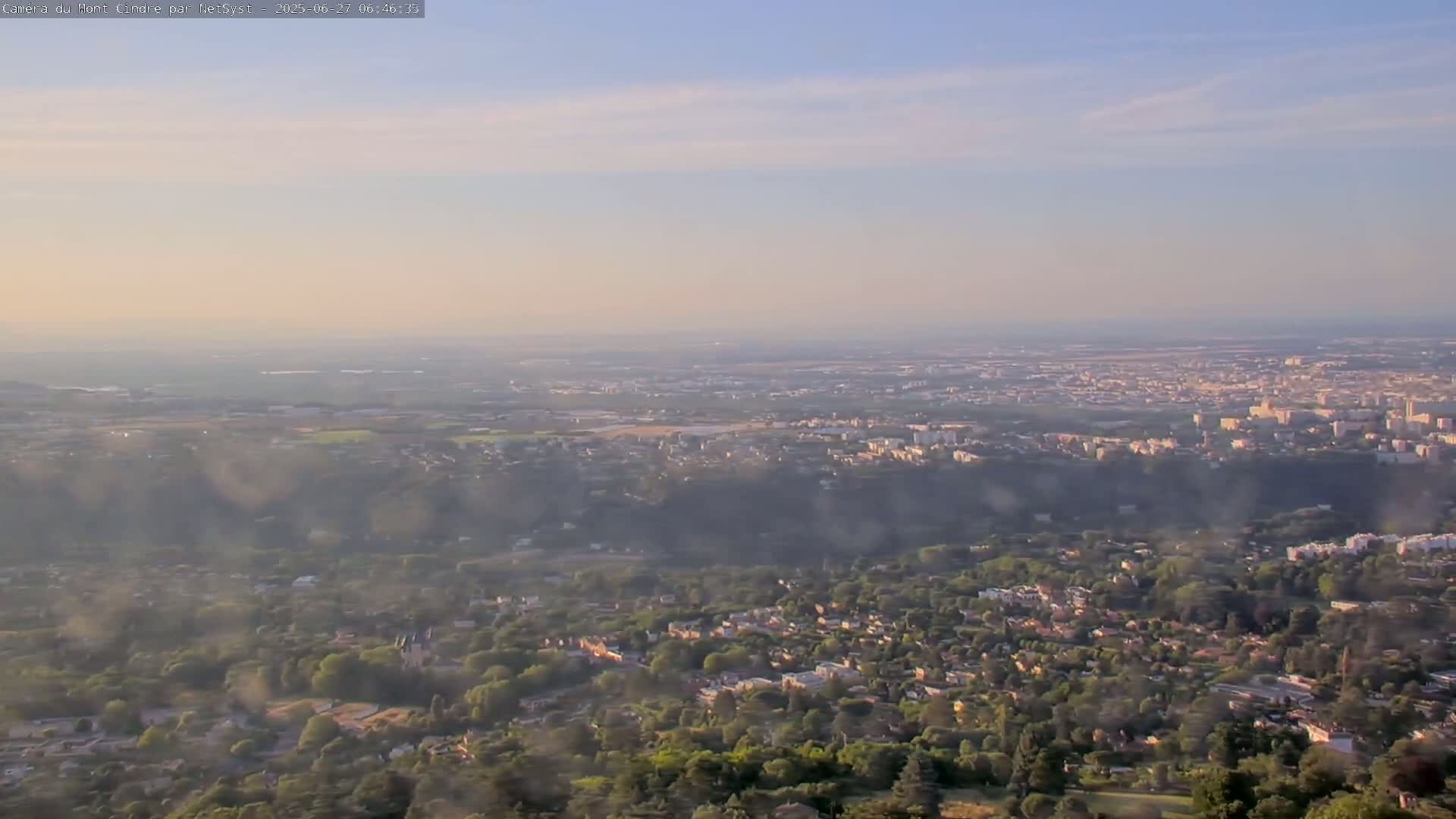 Lyon Skyline from Saint-Cyr-au-Mont-d'Or Mont Cindre Live Cam - Lyon, Métropole de Lyon, Auvergne-Rhône-Alpes, France