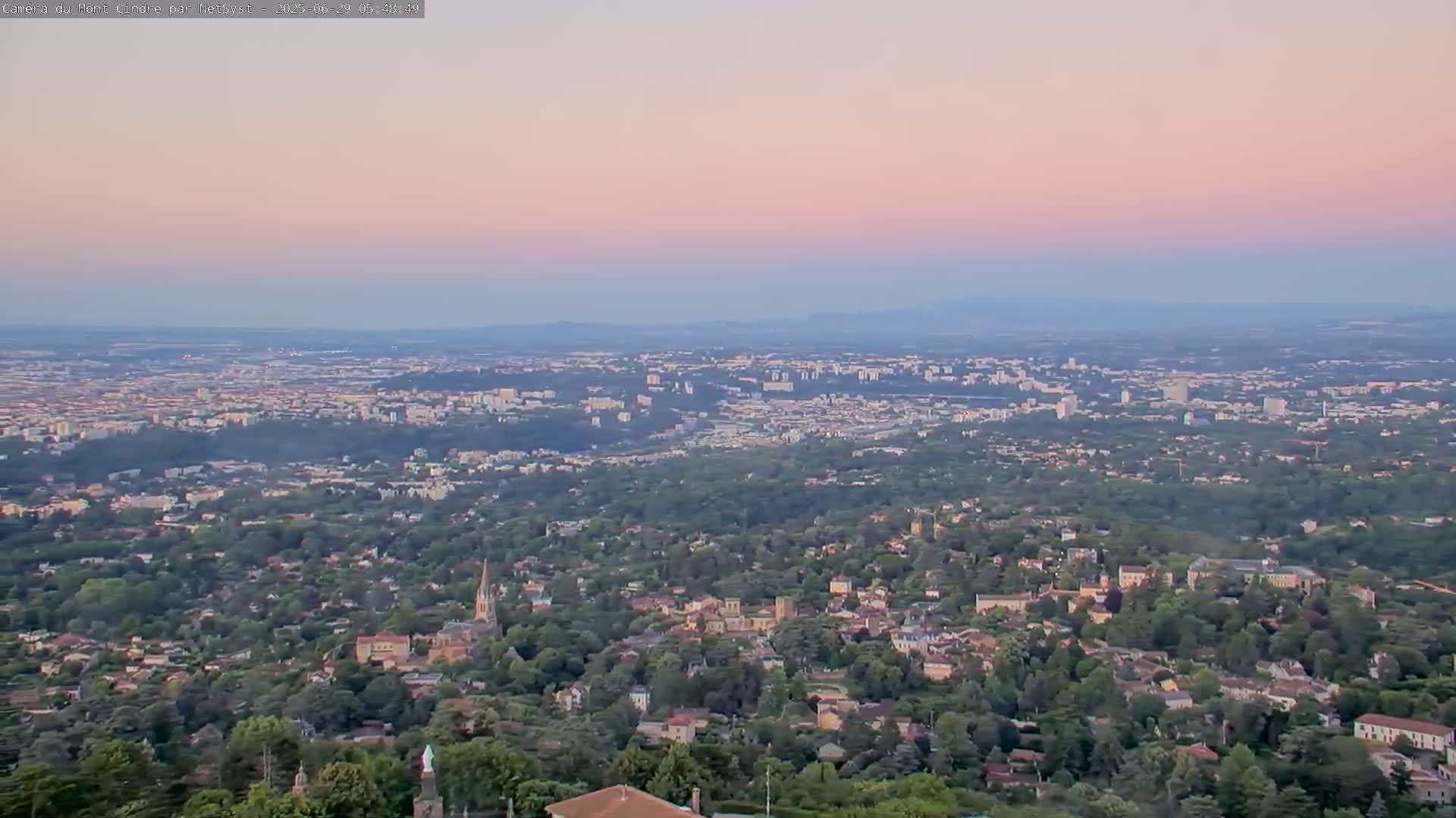 Lyon Skyline from Saint-Cyr-au-Mont-d'Or Mont Cindre Live Cam - Lyon, Métropole de Lyon, Auvergne-Rhône-Alpes, France