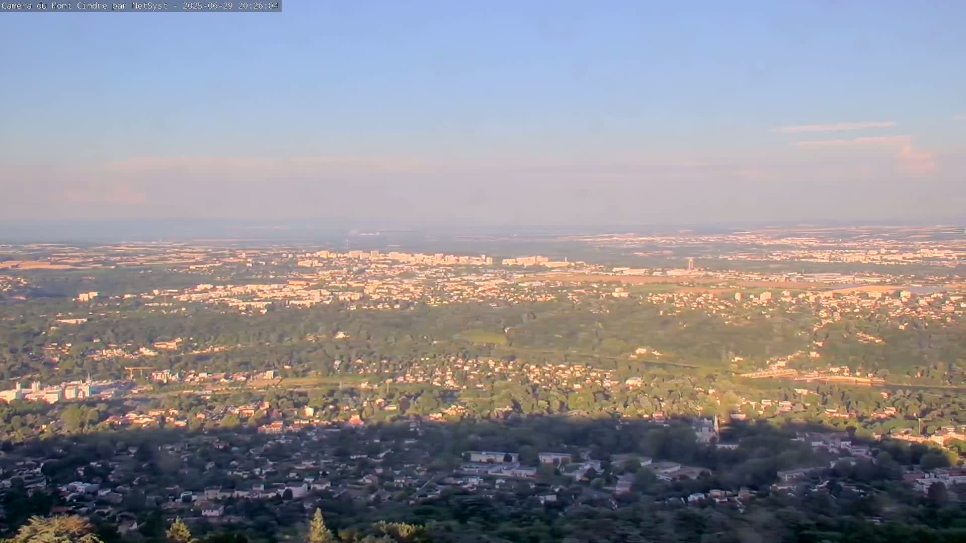 Lyon Skyline from Saint-Cyr-au-Mont-d'Or Mont Cindre Live Cam - Lyon, Métropole de Lyon, Auvergne-Rhône-Alpes, France