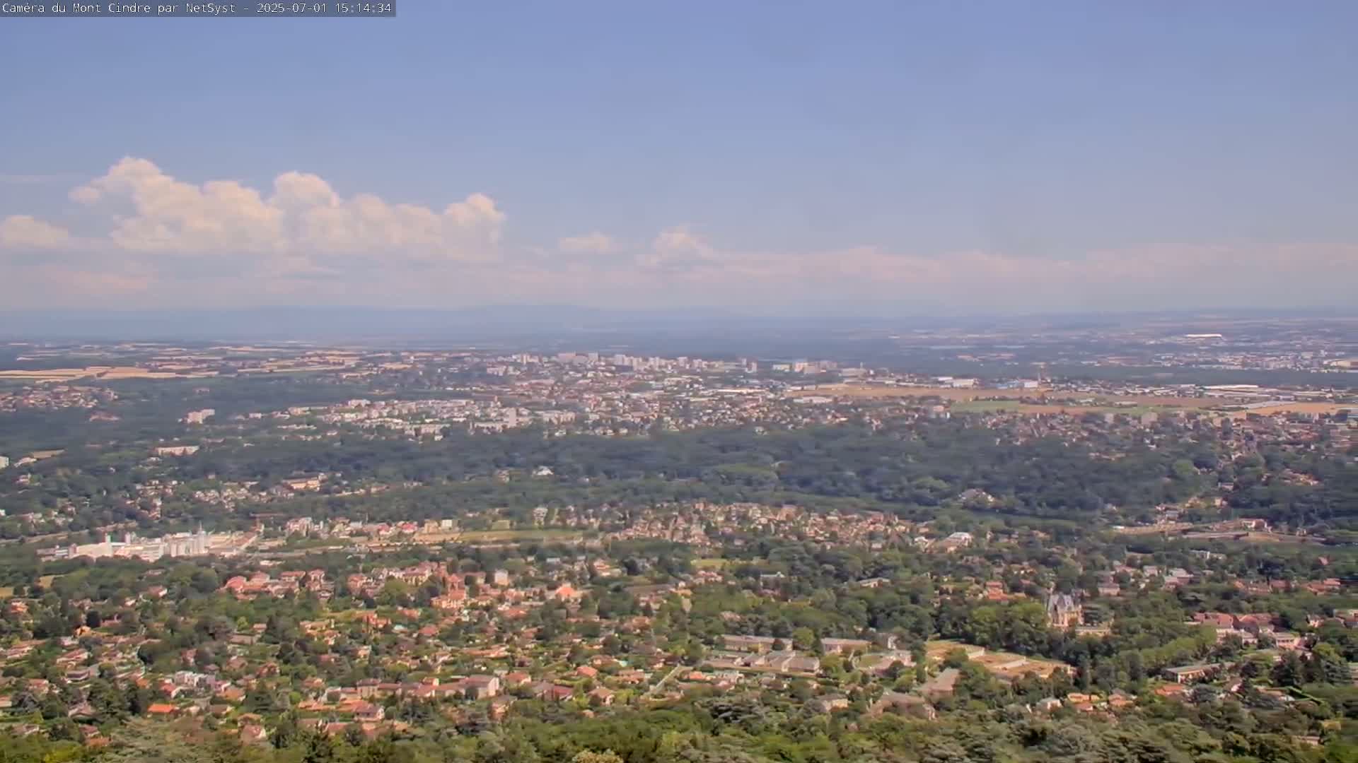 Lyon Skyline from Saint-Cyr-au-Mont-d'Or Mont Cindre Live Cam - Lyon, Métropole de Lyon, Auvergne-Rhône-Alpes, France