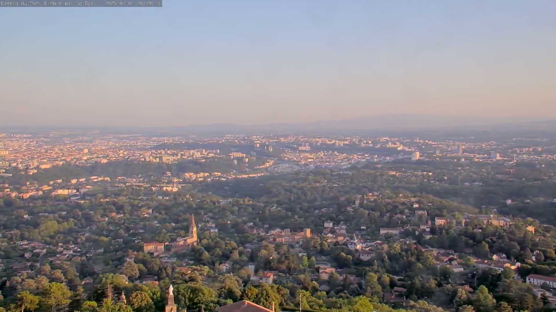Lyon Skyline from Saint-Cyr-au-Mont-d'Or Mont Cindre Live Cam - Lyon, Métropole de Lyon, Auvergne-Rhône-Alpes, France