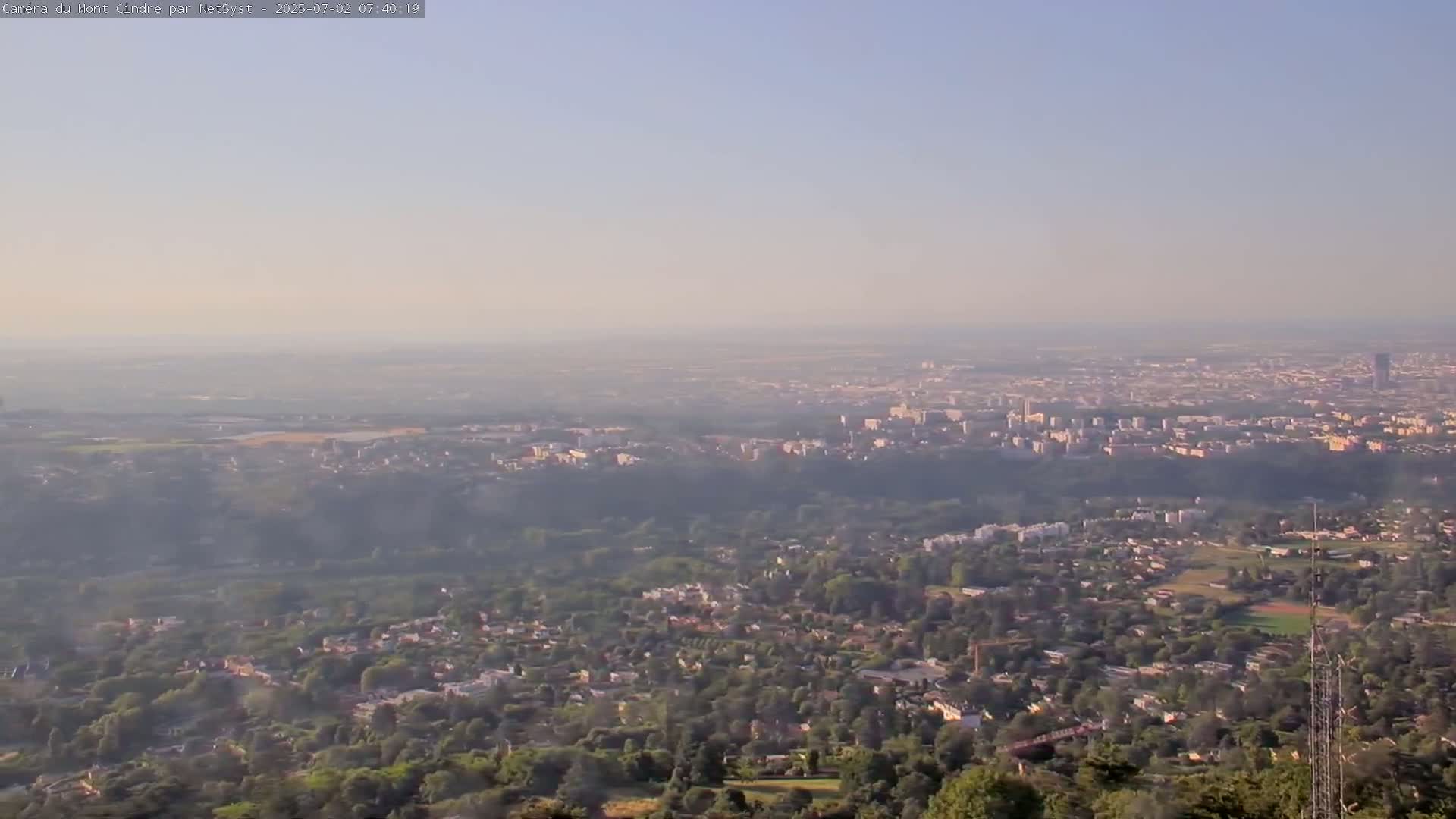 Lyon Skyline from Saint-Cyr-au-Mont-d'Or Mont Cindre Live Cam - Lyon, Métropole de Lyon, Auvergne-Rhône-Alpes, France