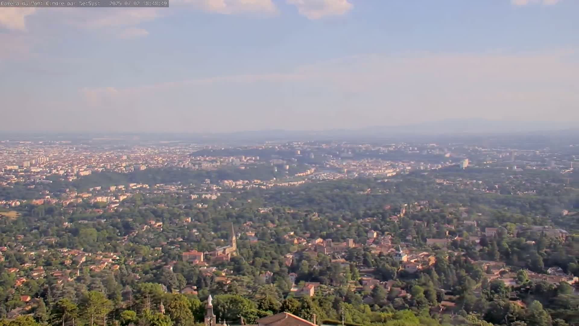 Lyon Skyline from Saint-Cyr-au-Mont-d'Or Mont Cindre Live Cam - Lyon, Métropole de Lyon, Auvergne-Rhône-Alpes, France