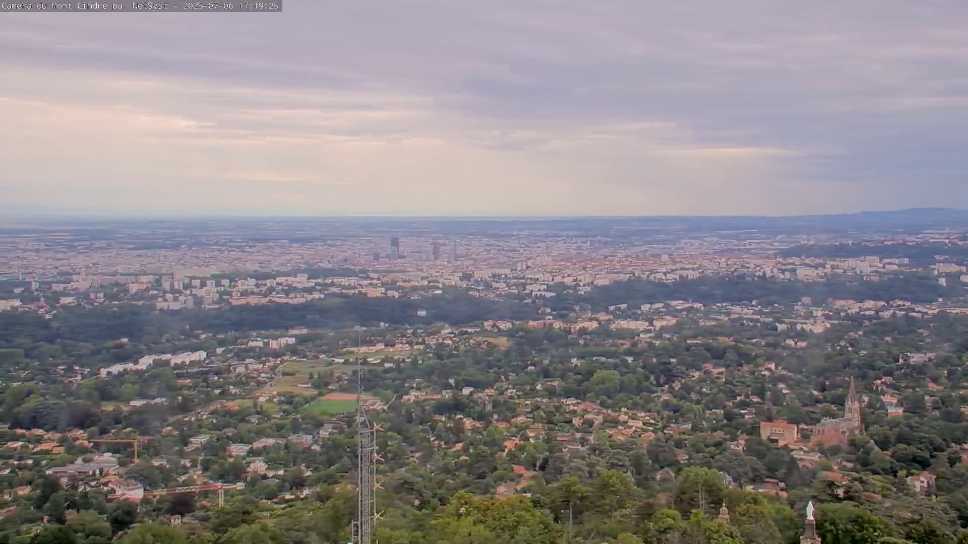 Lyon Skyline from Saint-Cyr-au-Mont-d'Or Mont Cindre Live Cam - Lyon, Métropole de Lyon, Auvergne-Rhône-Alpes, France