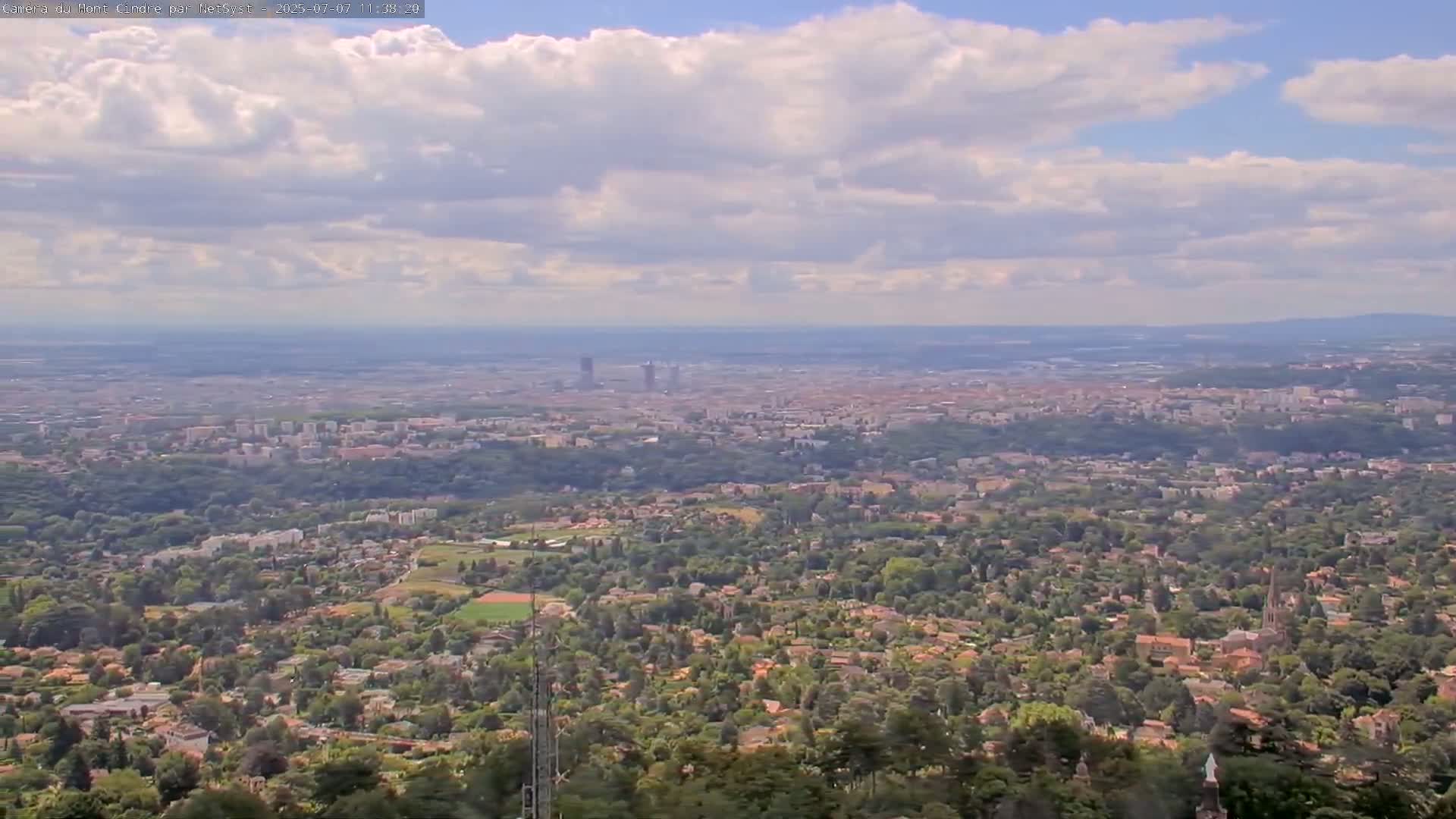 Lyon Skyline from Saint-Cyr-au-Mont-d'Or Mont Cindre Live Cam - Lyon, Métropole de Lyon, Auvergne-Rhône-Alpes, France