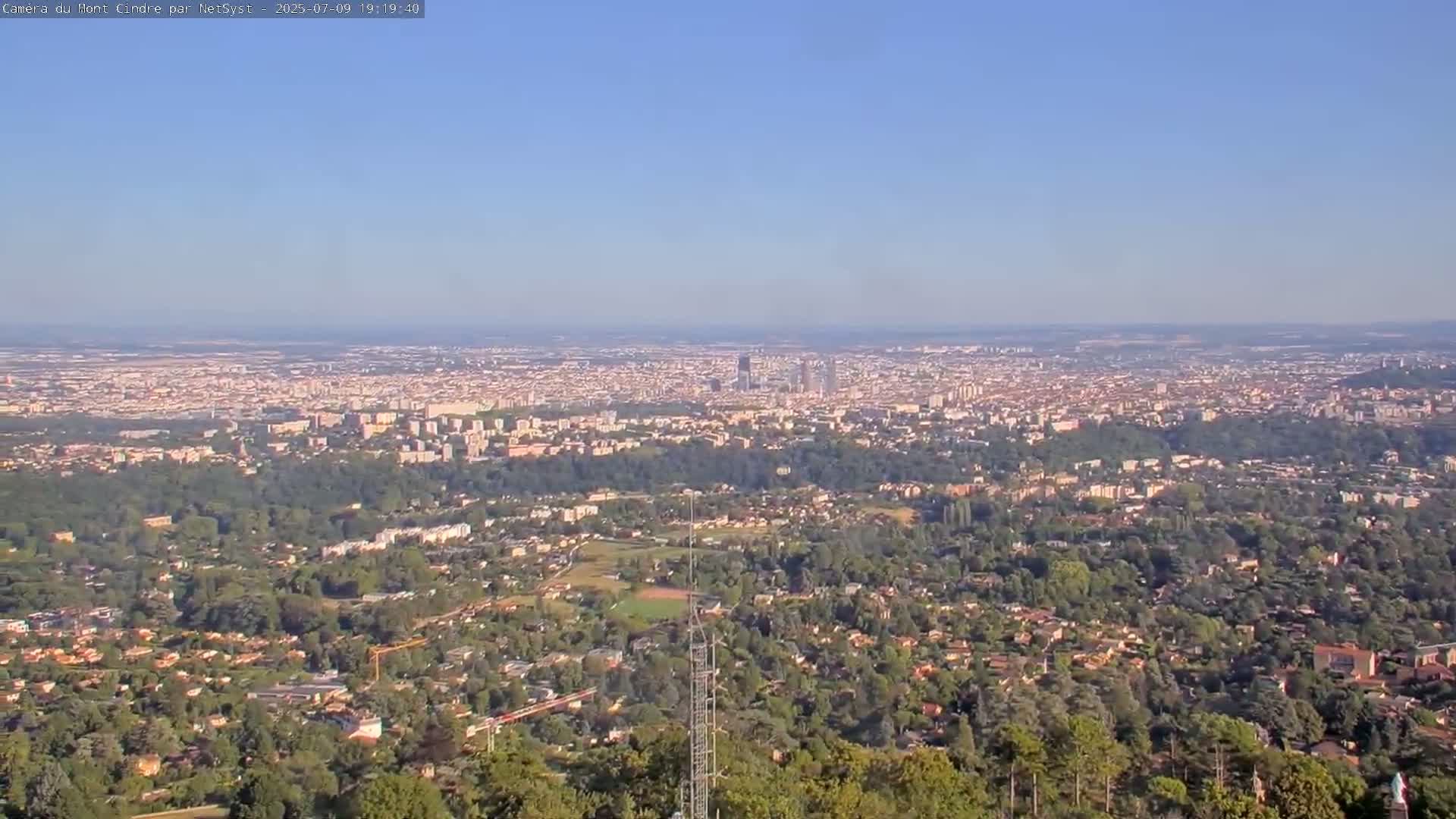 Lyon Skyline from Saint-Cyr-au-Mont-d'Or Mont Cindre Live Cam - Lyon, Métropole de Lyon, Auvergne-Rhône-Alpes, France