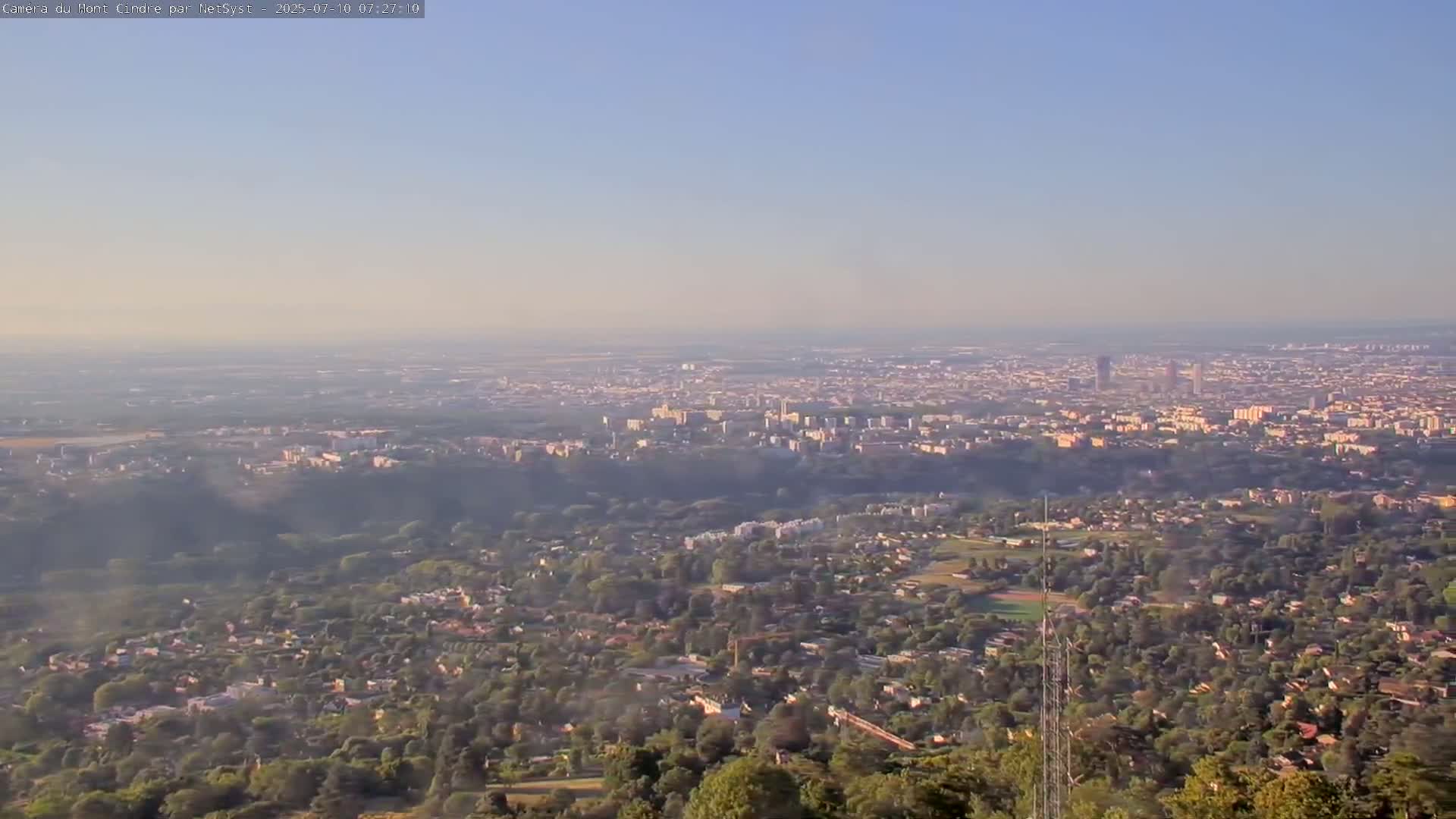 Lyon Skyline from Saint-Cyr-au-Mont-d'Or Mont Cindre Live Cam - Lyon, Métropole de Lyon, Auvergne-Rhône-Alpes, France