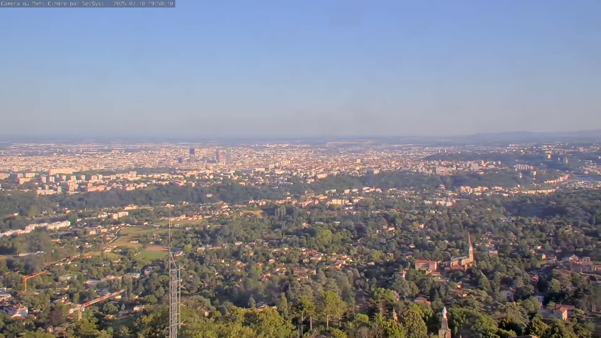 Lyon Skyline from Saint-Cyr-au-Mont-d'Or Mont Cindre Live Cam - Lyon, Métropole de Lyon, Auvergne-Rhône-Alpes, France