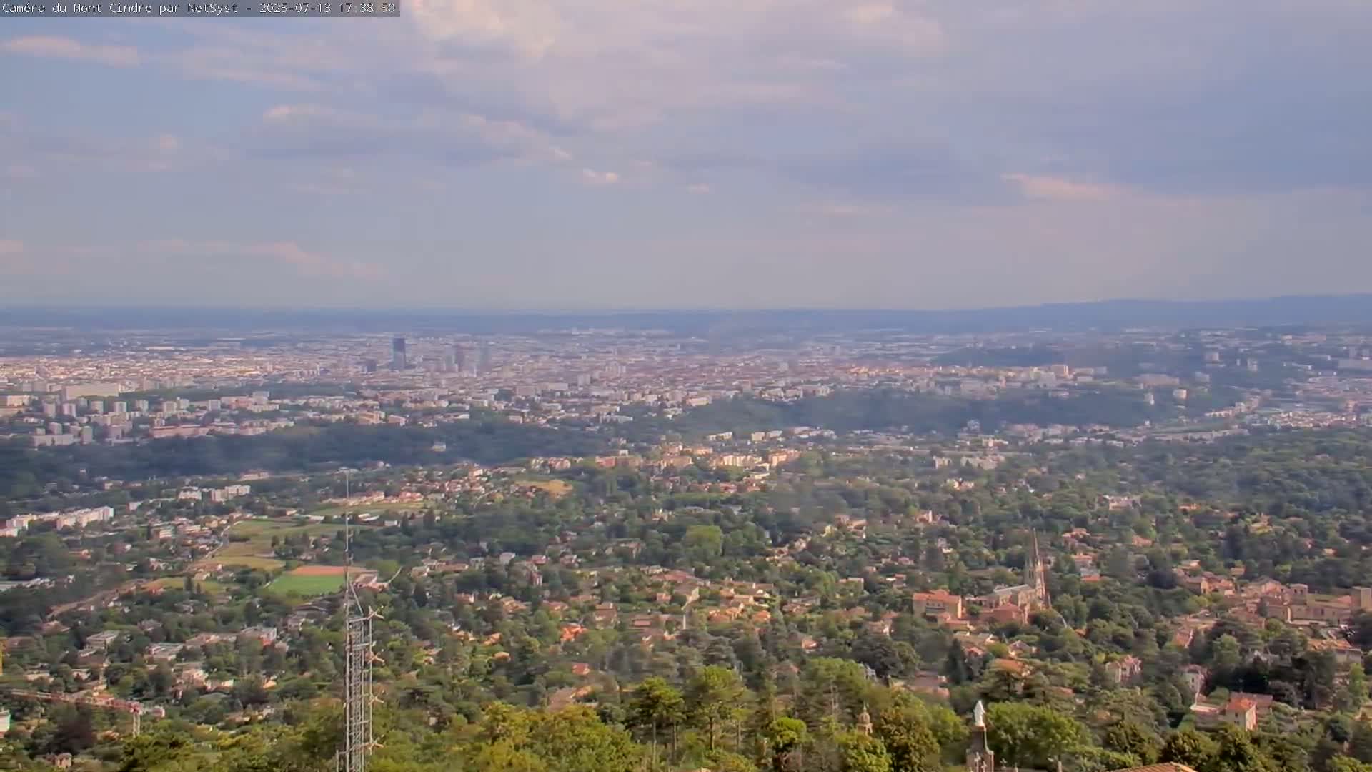 Lyon Skyline from Saint-Cyr-au-Mont-d'Or Mont Cindre Live Cam - Lyon, Métropole de Lyon, Auvergne-Rhône-Alpes, France