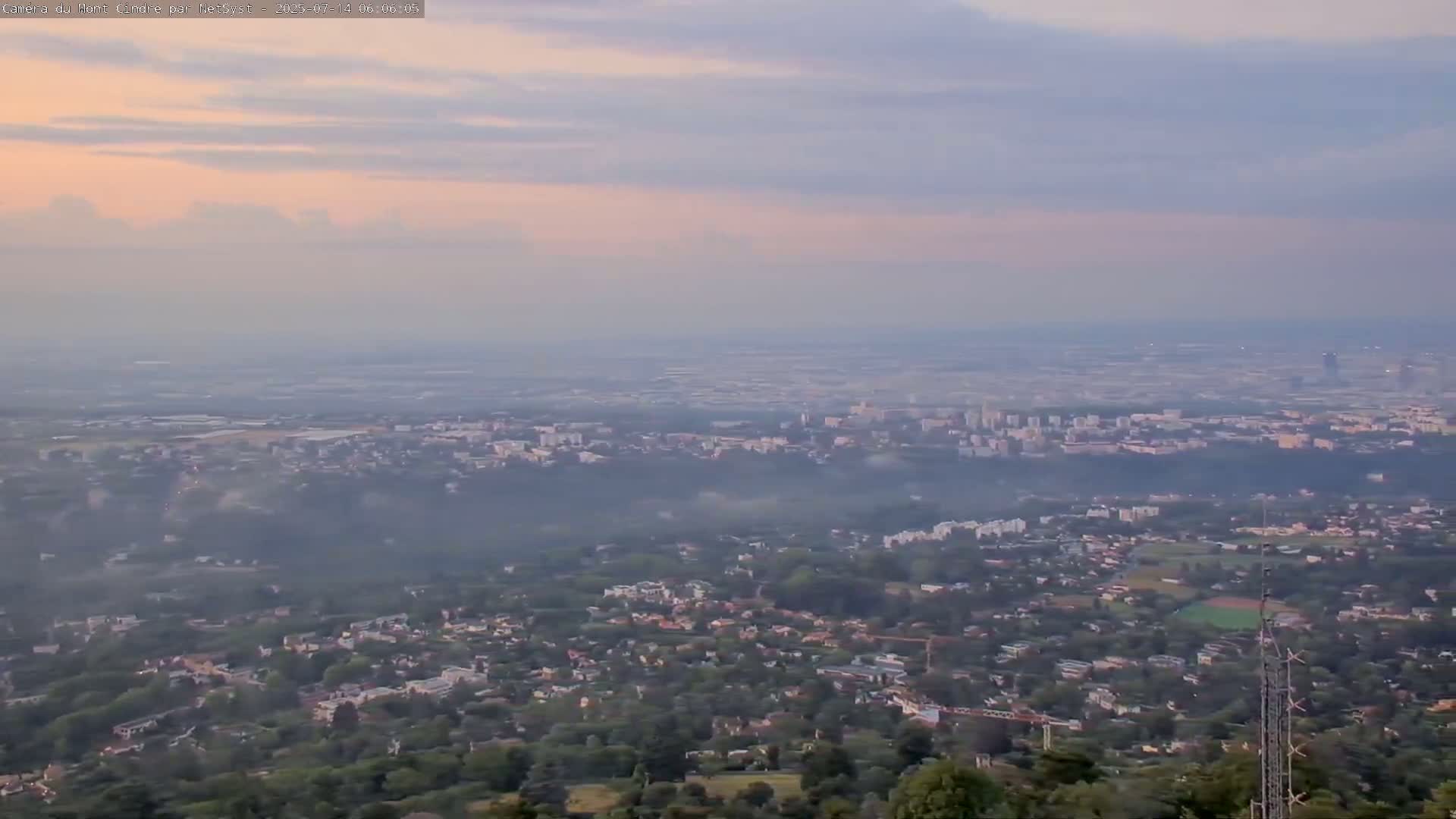 Lyon Skyline from Saint-Cyr-au-Mont-d'Or Mont Cindre Live Cam - Lyon, Métropole de Lyon, Auvergne-Rhône-Alpes, France