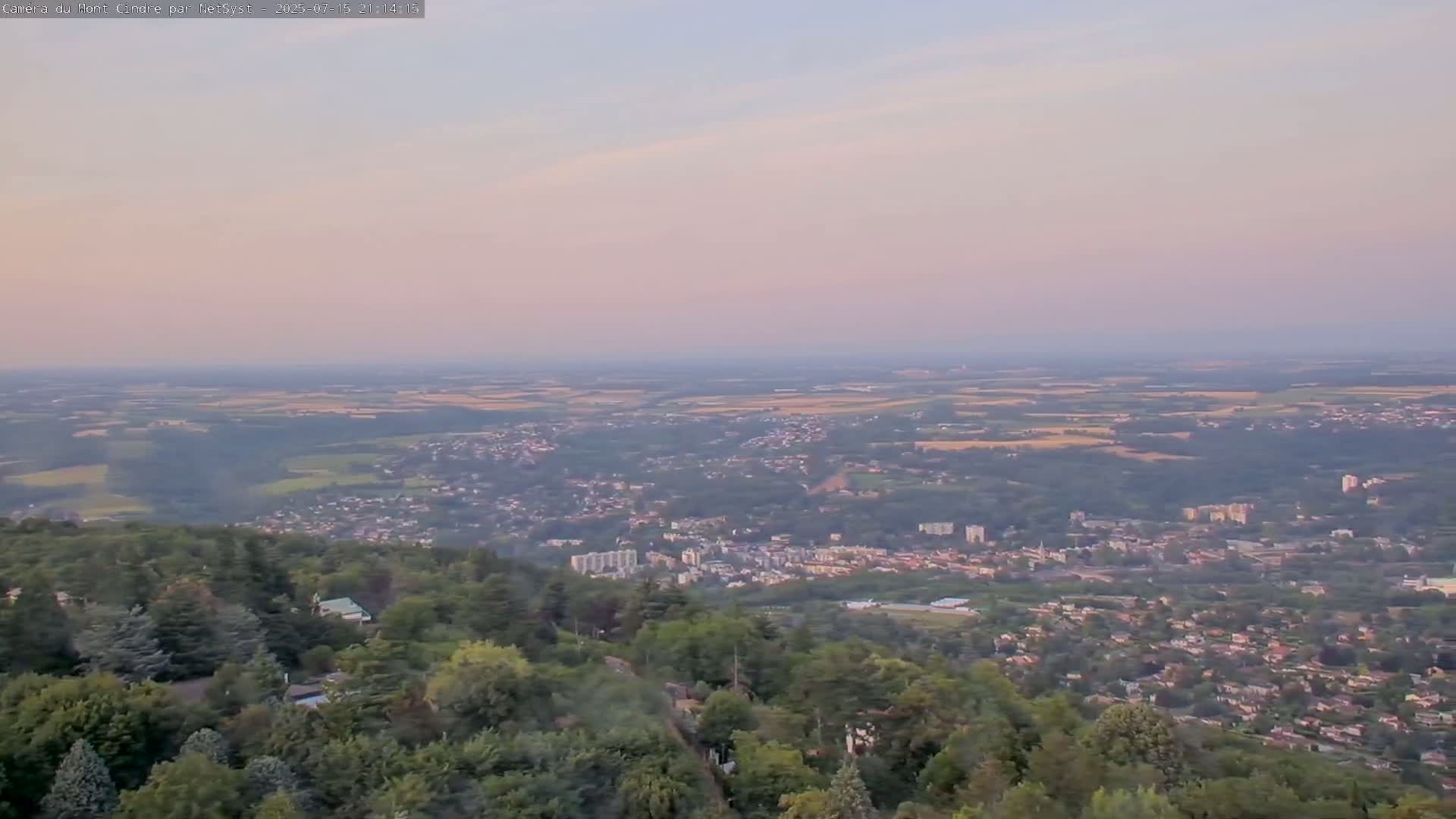 Lyon Skyline from Saint-Cyr-au-Mont-d'Or Mont Cindre Live Cam - Lyon, Métropole de Lyon, Auvergne-Rhône-Alpes, France