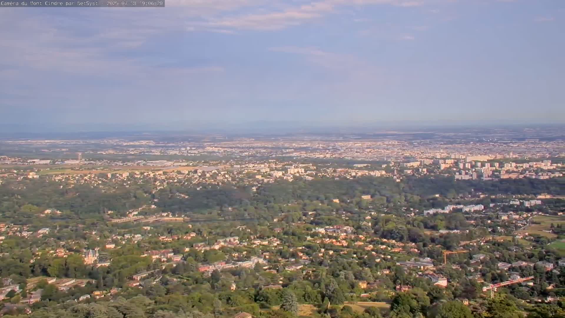 Lyon Skyline from Saint-Cyr-au-Mont-d'Or Mont Cindre Live Cam - Lyon, Métropole de Lyon, Auvergne-Rhône-Alpes, France